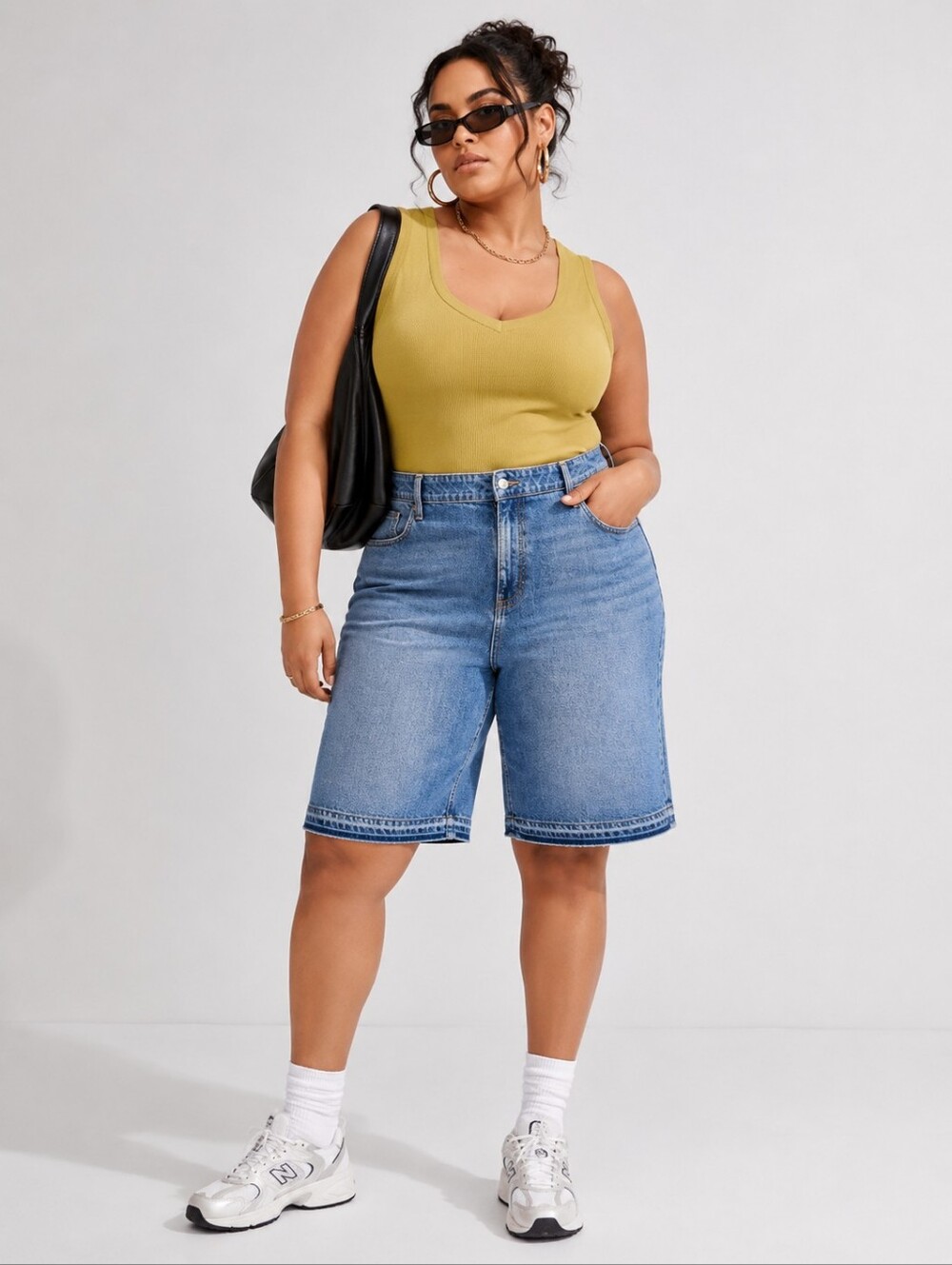 Denim Bermuda Shorts in Light Blue